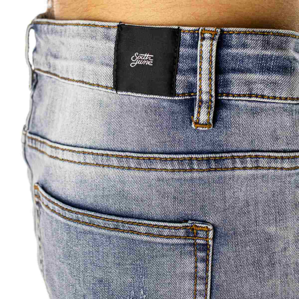 Sixth June Denim wiht Biker Patch Jeans M3763HDE - hellblau - Image 3